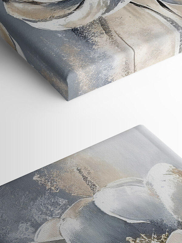 A painting of flowers on a grey background