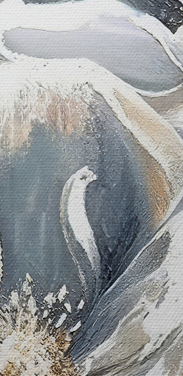 A painting of flowers on a grey background