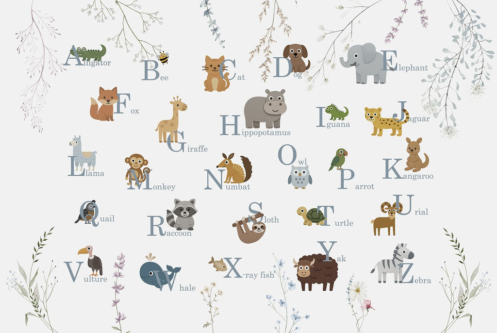 Groep dieren met letters Groep dieren met letters