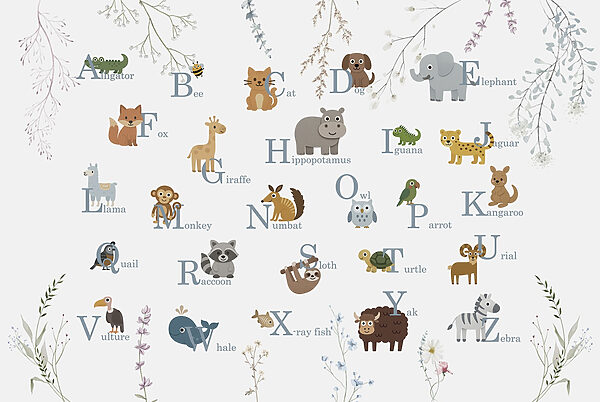Groep dieren met letters Groep dieren met letters