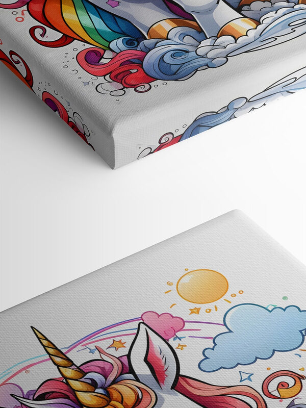 Een cartoon eenhoorn met regenboog haar Een cartoon eenhoorn met regenboog haar