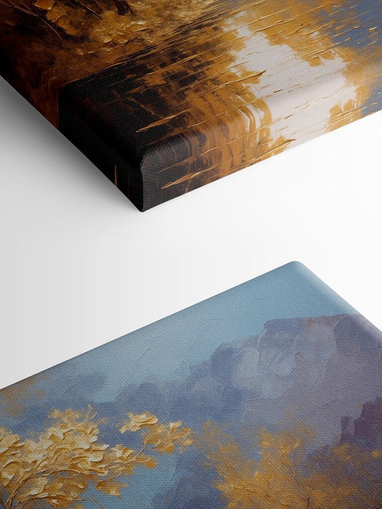 A painting of trees and water A painting of trees and water