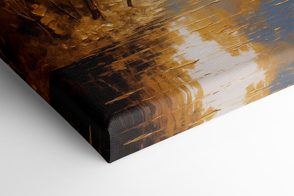 A painting of trees and water A painting of trees and water