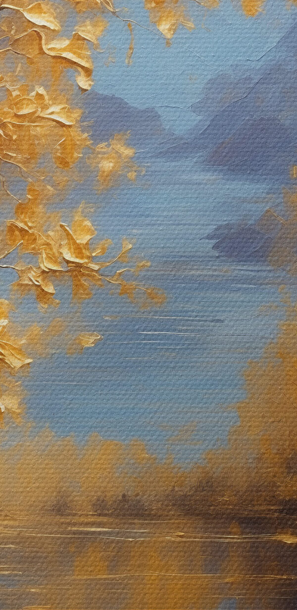 Een schilderij van bomen en water Een schilderij van bomen en water