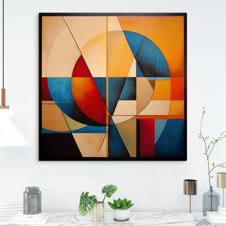 Een schilderij van een cirkel en een cirkel Een schilderij van een cirkel en een cirkel