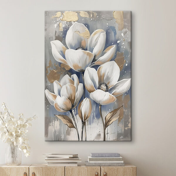 Een schilderij van witte bloemen Een schilderij van witte bloemen