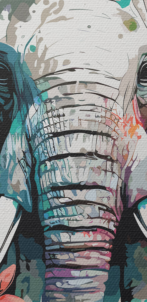 An elephant with flowers and leaves