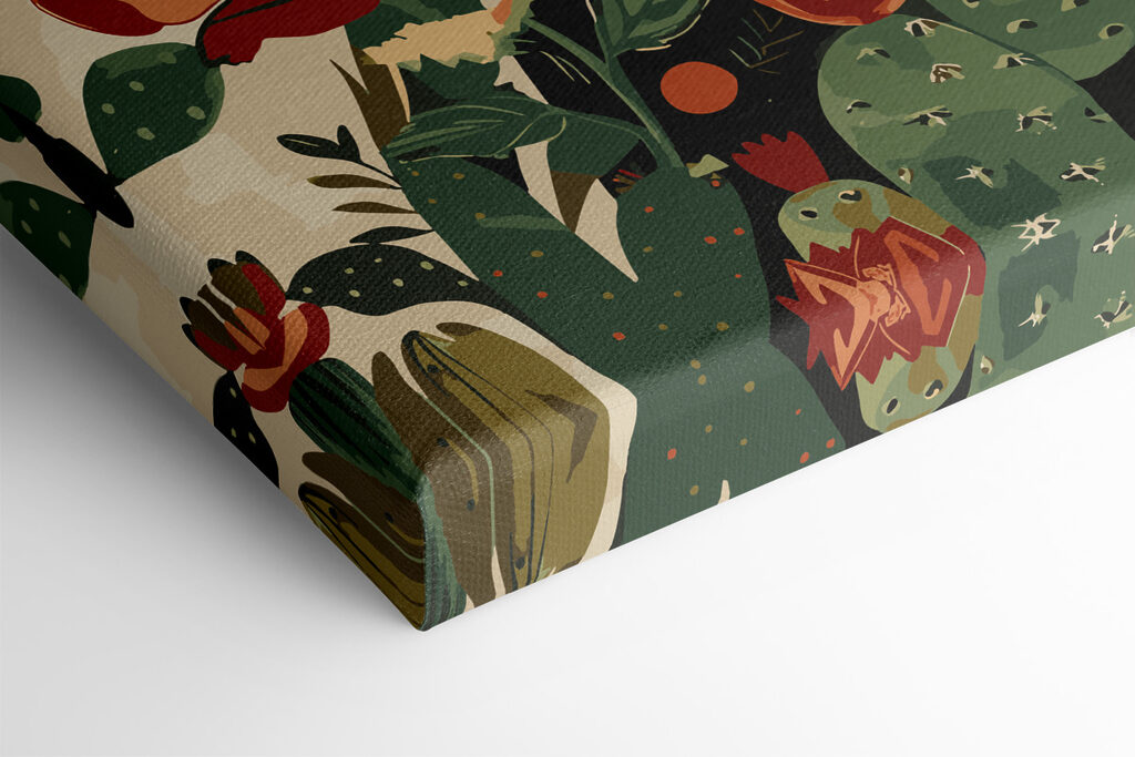 A painting of a woman with cactuses A painting of a woman with cactuses