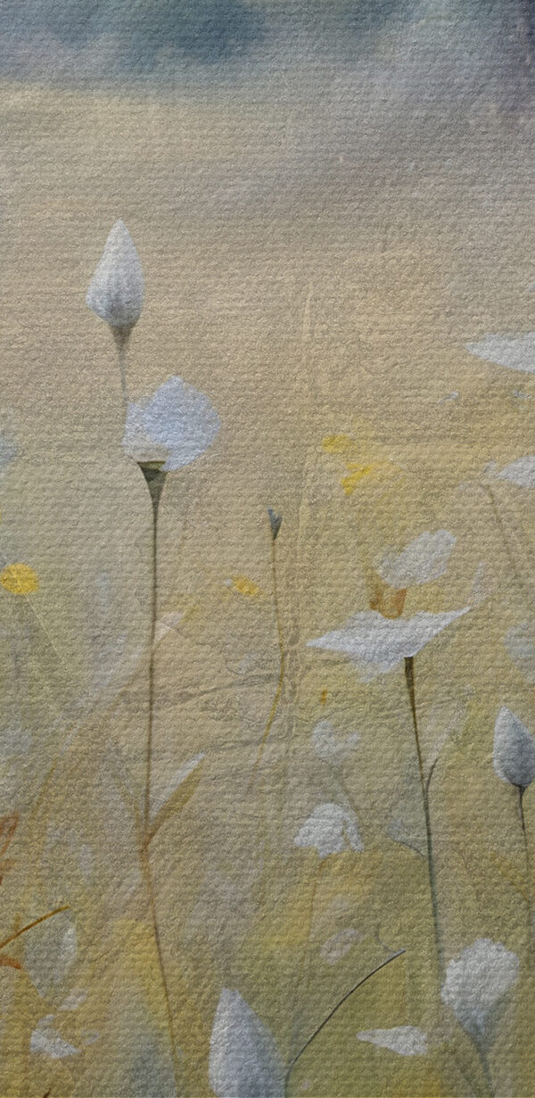 Een schilderij van bloemen in een veld Een schilderij van bloemen in een veld