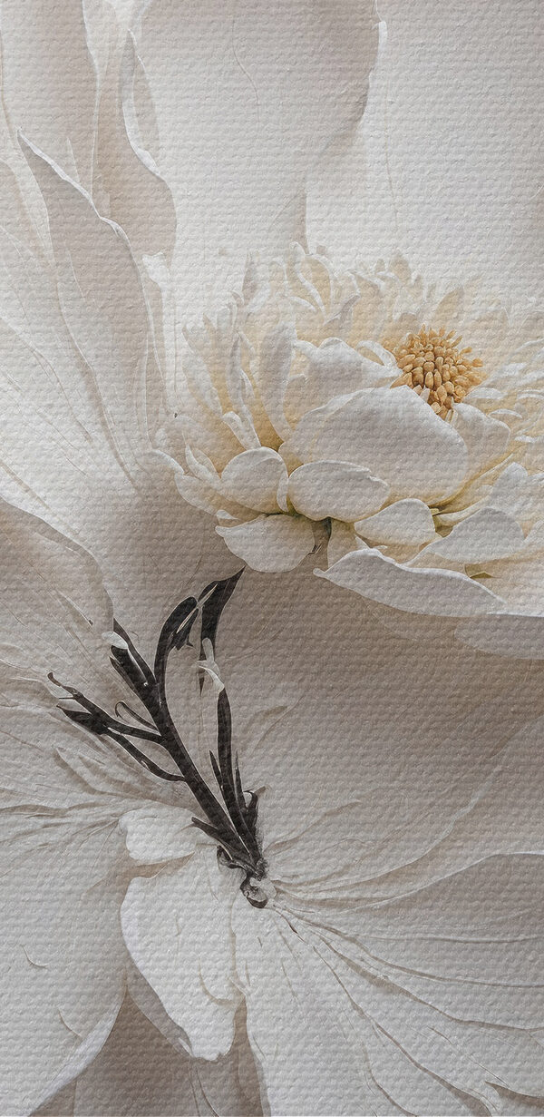 Een witte bloem met zwarte verf Een witte bloem met zwarte verf
