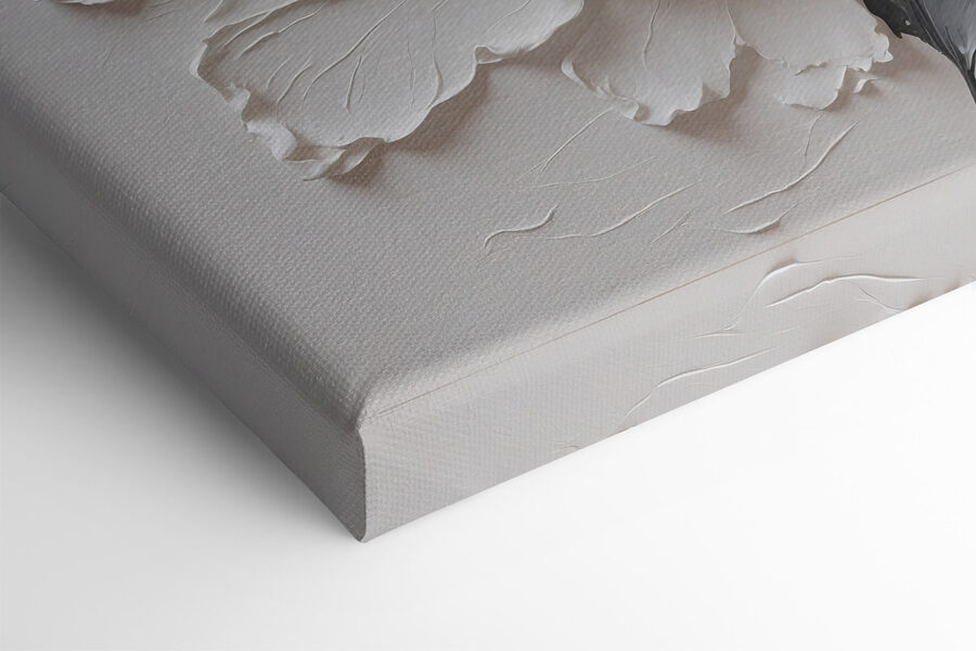 Canvas Schilderijen Een witte bloem met zwarte en grijze bladeren - Afbeelding 5