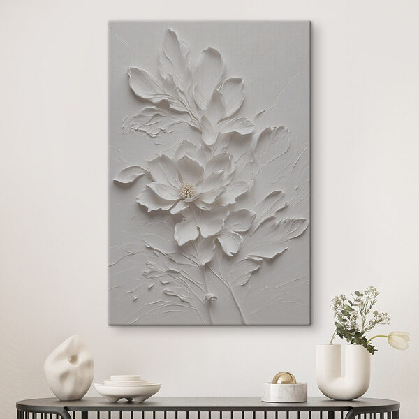 Een witte bloem met bladeren Een witte bloem met bladeren