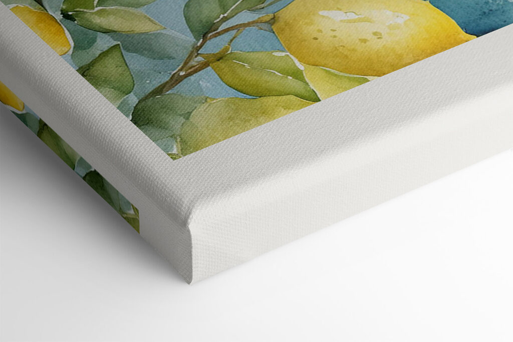 Watercolor painting of a city and a body of water