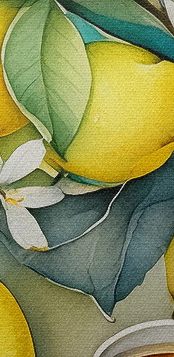 A painting of lemons and a cup of tea