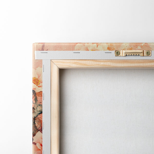 Een schilderij van een pauw op een tak met bloemen Een schilderij van een pauw op een tak met bloemen