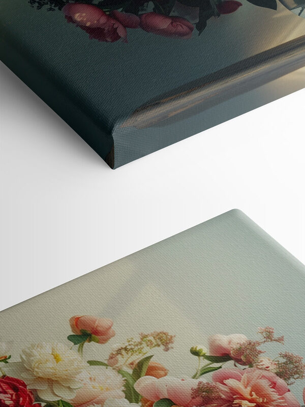 Een vaas met bloemen op een tafel Een vaas met bloemen op een tafel