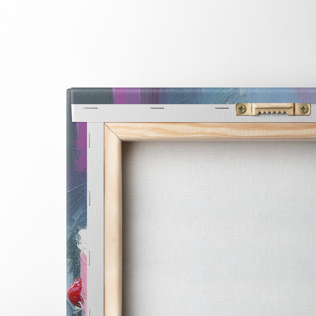 A painting of a cake with strawberries on top