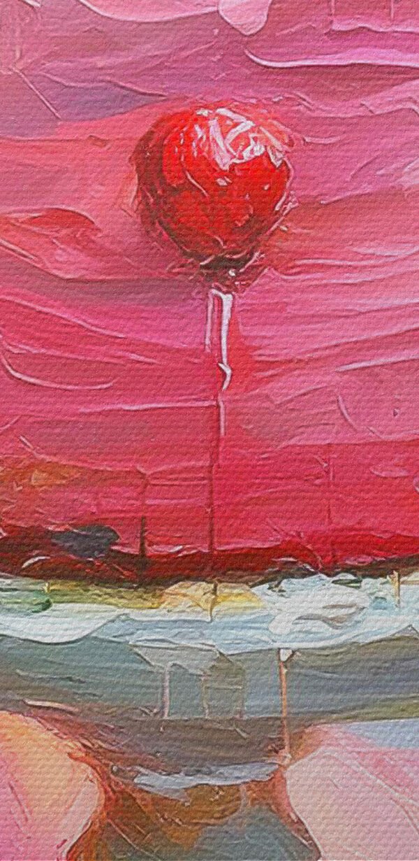 Een schilderij van een taart met aardbeien erop Een schilderij van een taart met aardbeien erop
