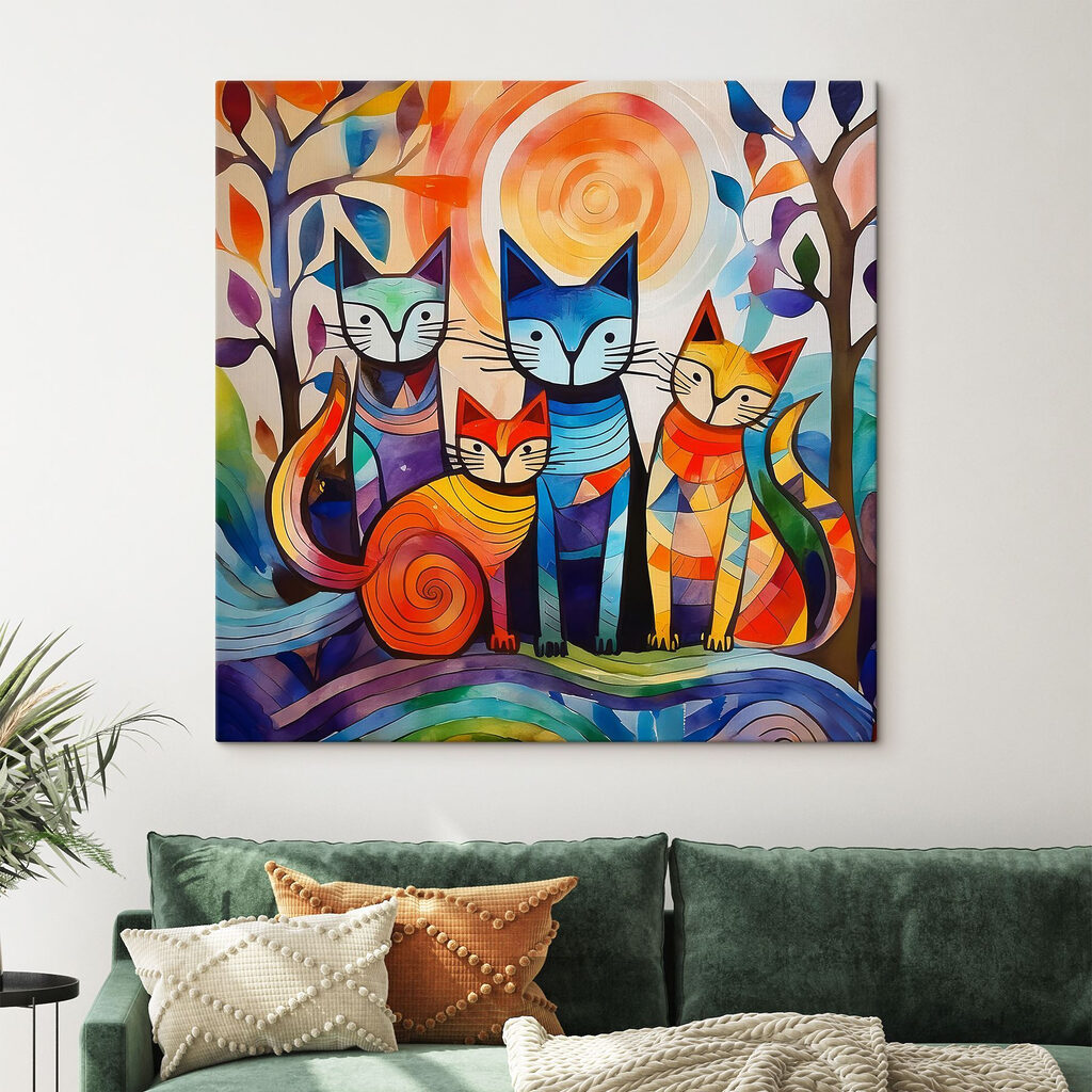 A group of cats in a group