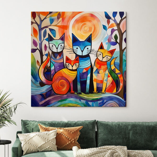 A group of cats in a group