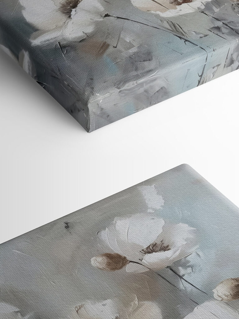 A painting of white flowers A painting of white flowers