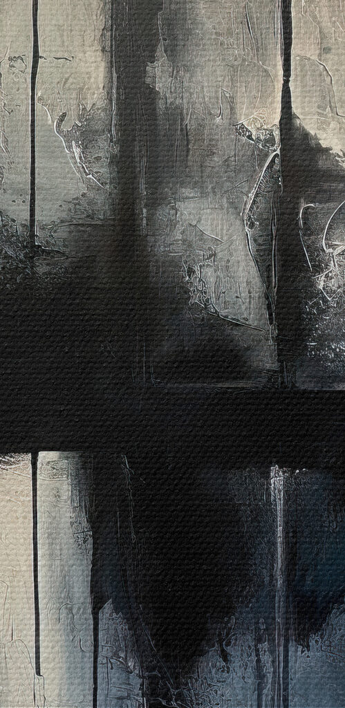 A painting of a black and white square
