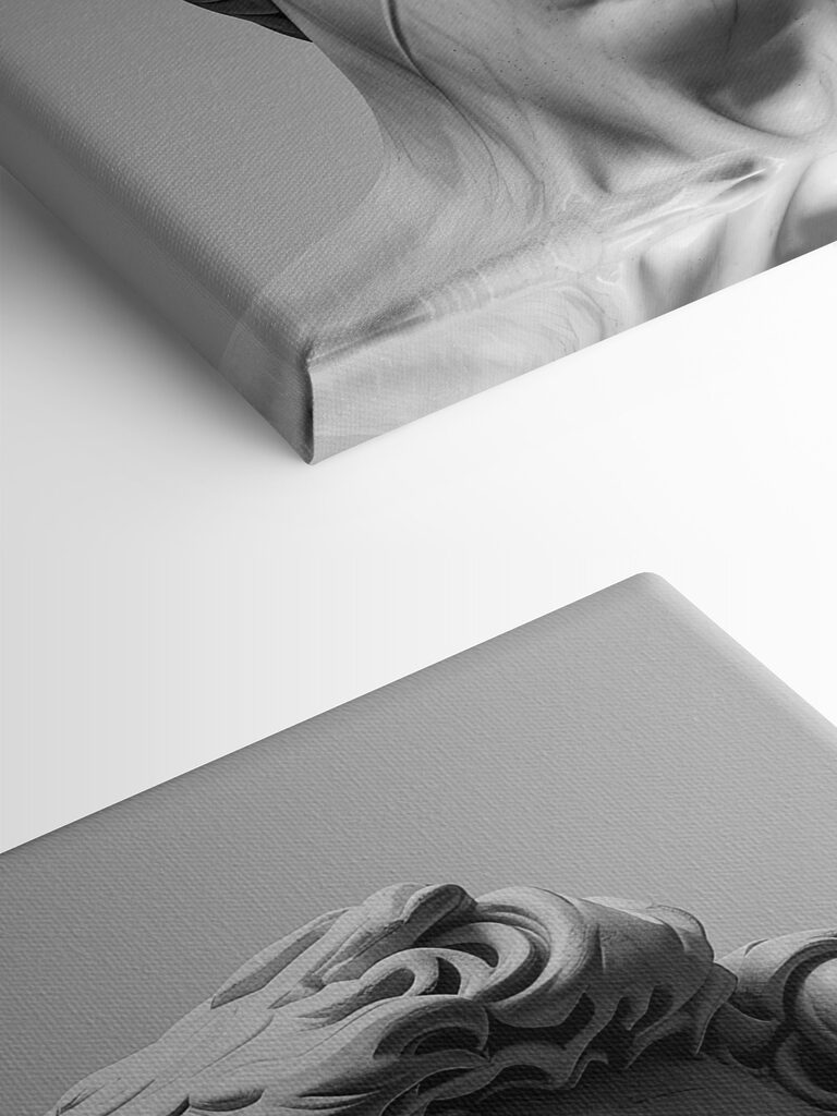 Statue with bold brushstroke accent Statue with bold brushstroke accent