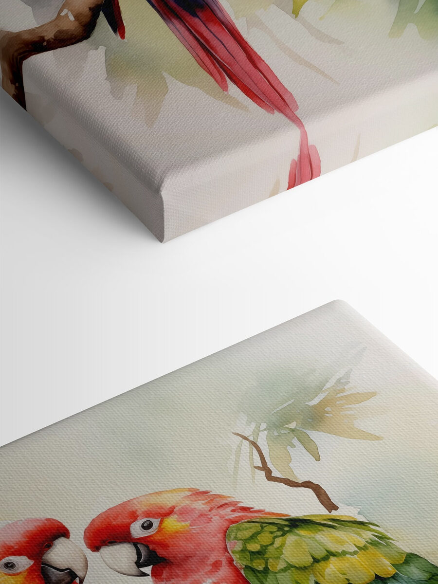 Canvas Schilderijen Twee vogels op een tak - Afbeelding 8
