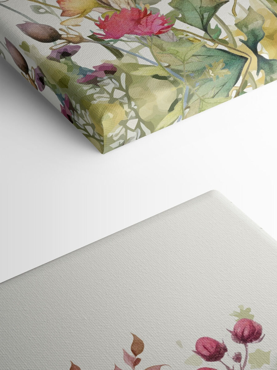 Een aquarelschilderij van bloemen