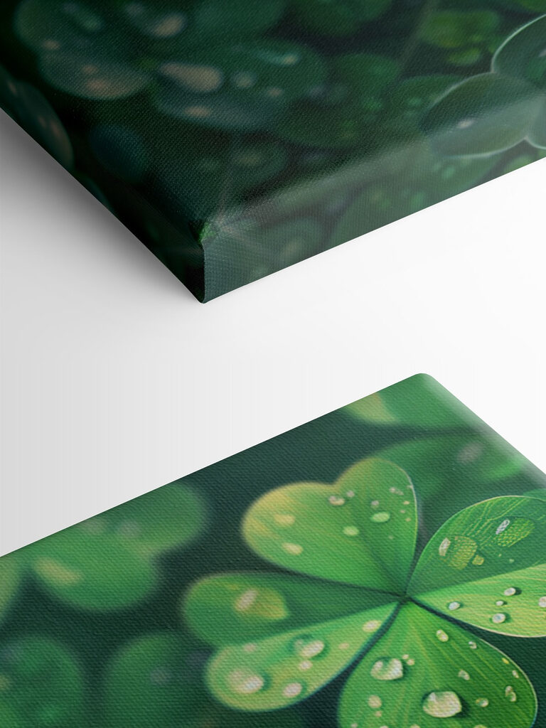 A group of clovers with water droplets A group of clovers with water droplets