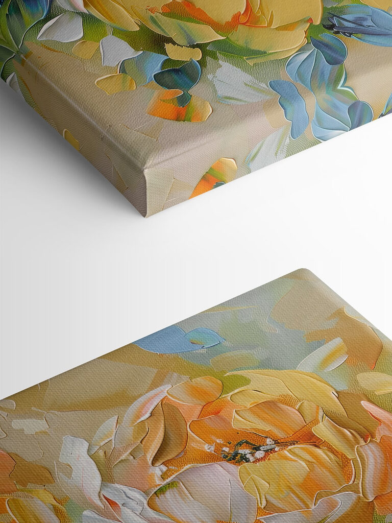 Painting of flowers on a canvas