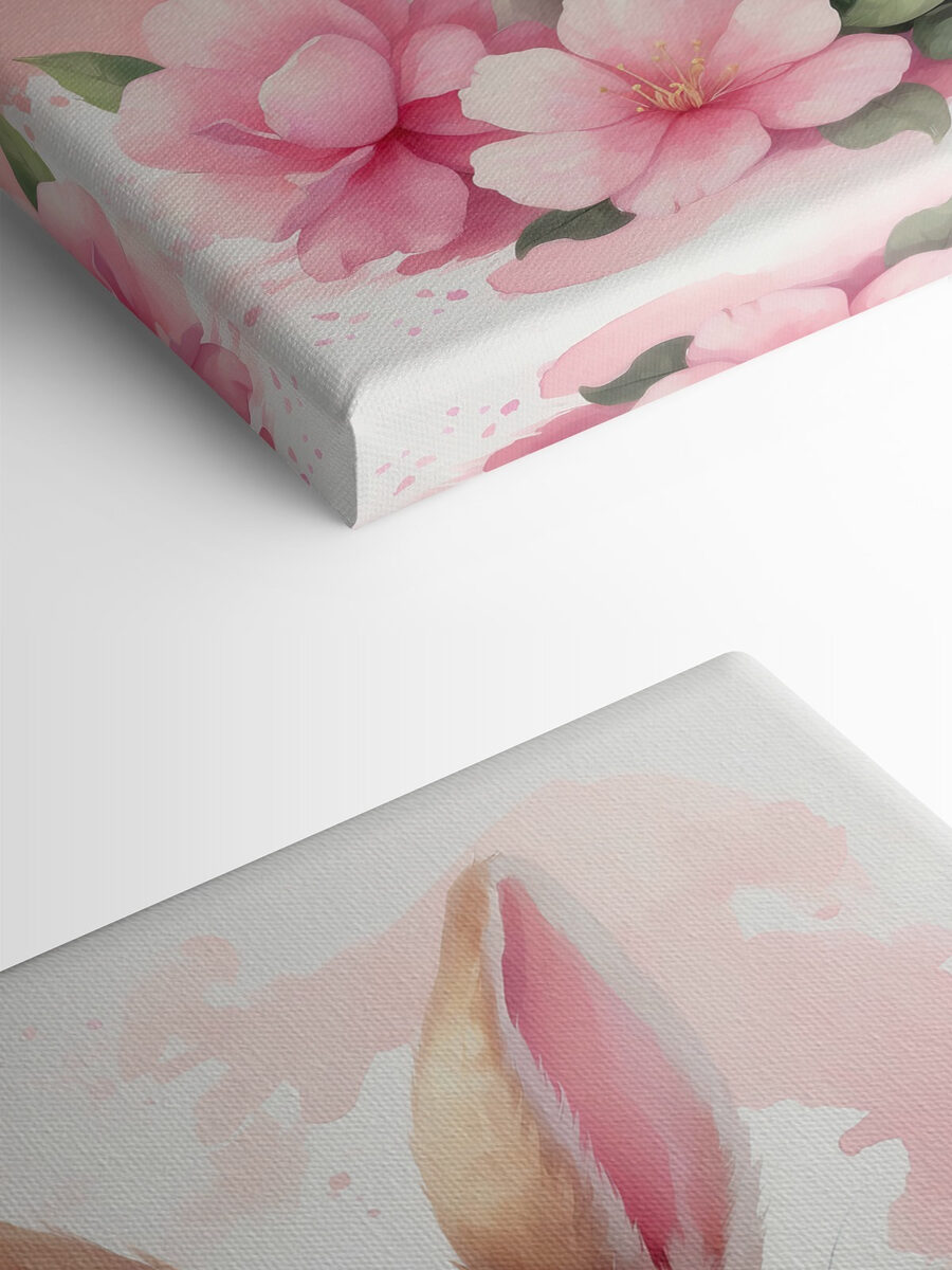 Konijn met roze bloemen