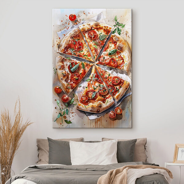 Aquarel van een pizza Aquarel van een pizza