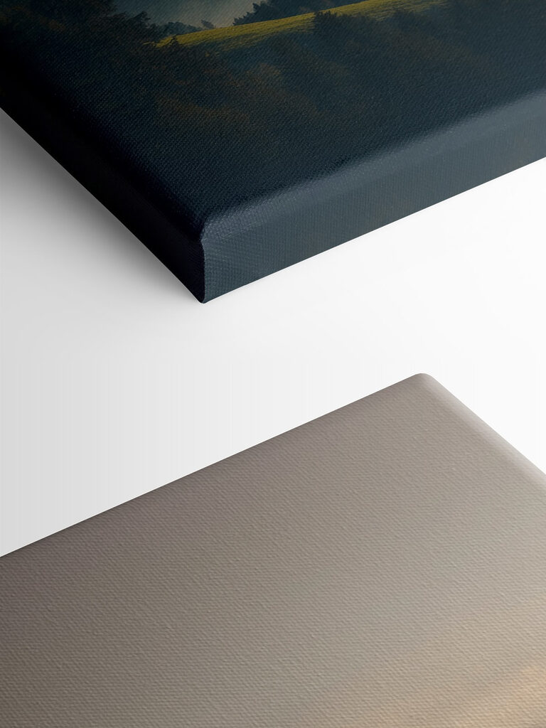 Mountain range with trees and fog