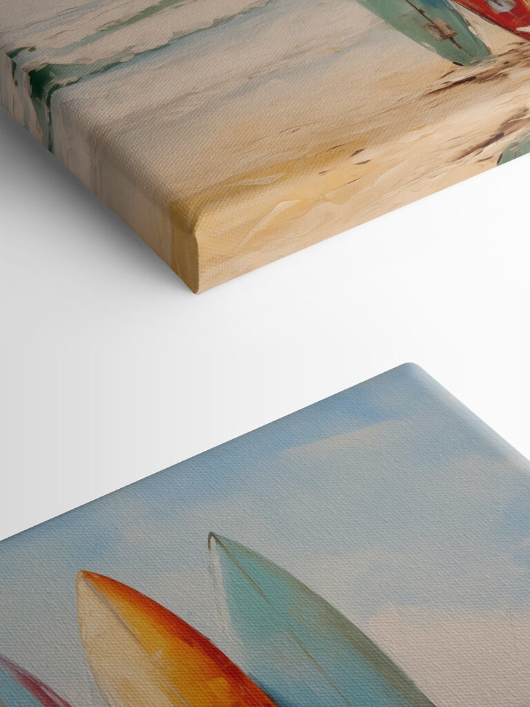 Group of surfboards on a beach