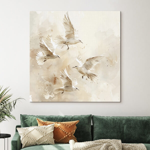 Groep vliegende witte vogels Groep vliegende witte vogels