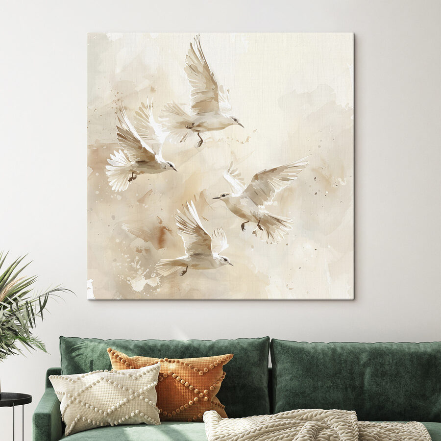 Groep vliegende witte vogels Groep vliegende witte vogels