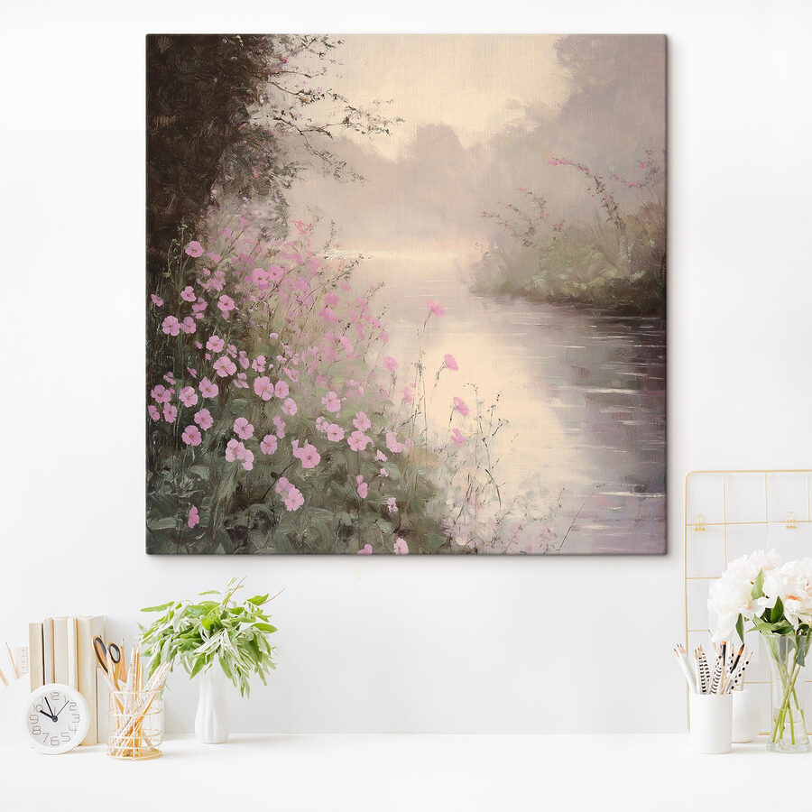 River with purple flowers River with purple flowers