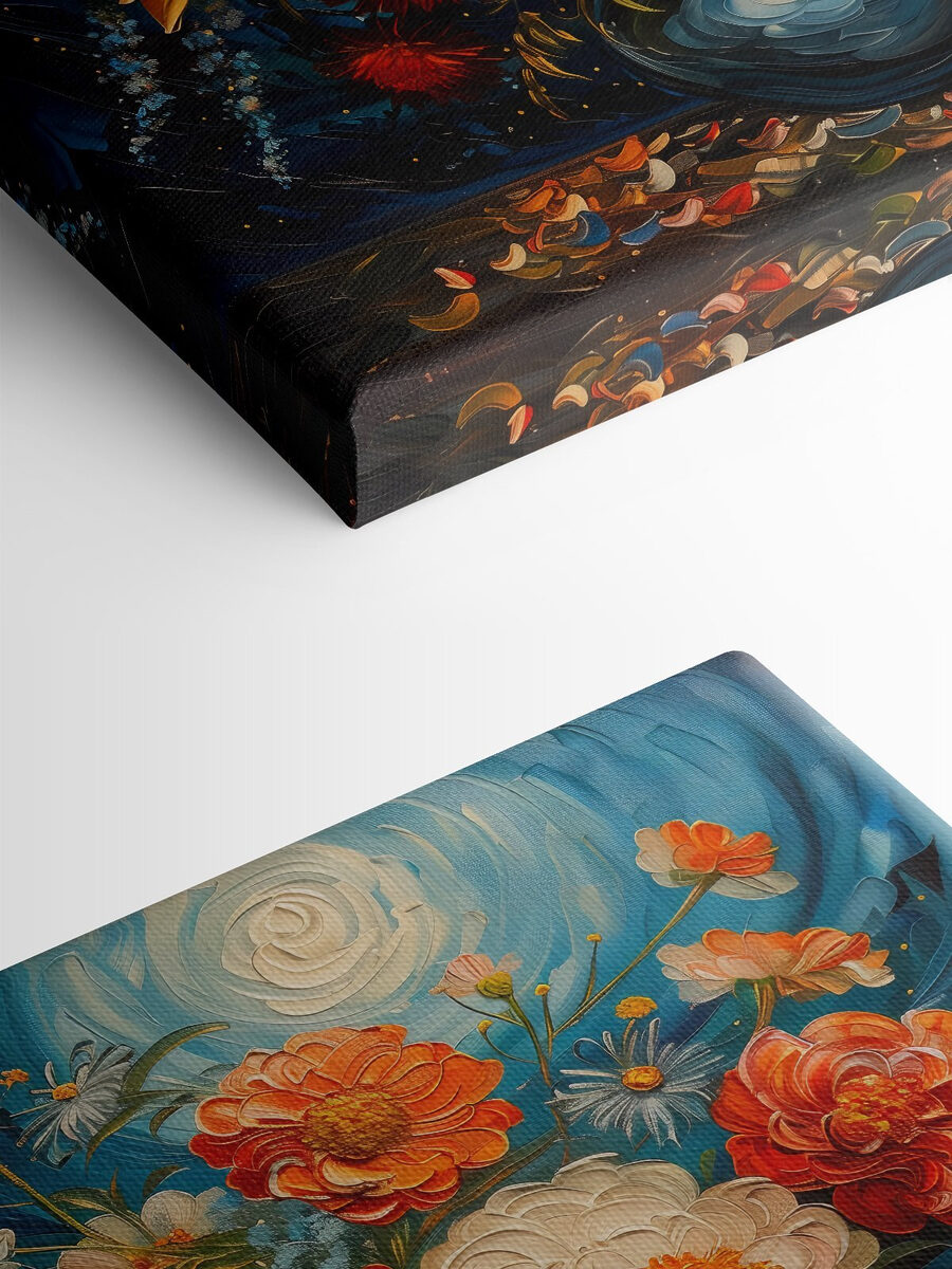Schilderij van bloemen in een vaas