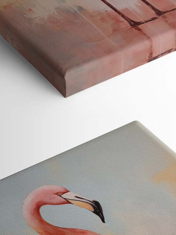 Schilderij van een roze flamingo Schilderij van een roze flamingo