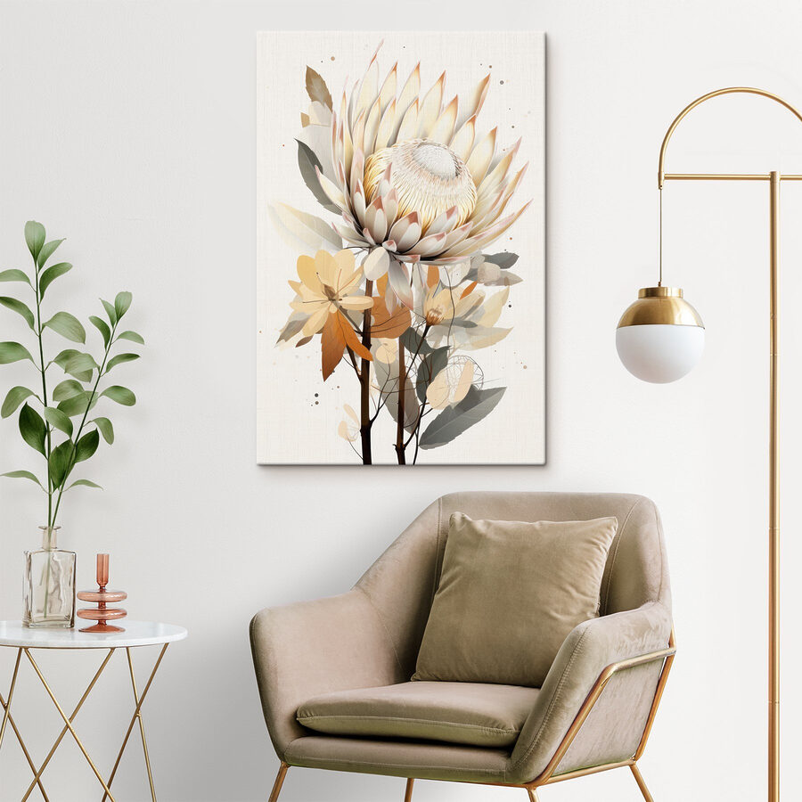 Bloem met bladeren en een witte bloem