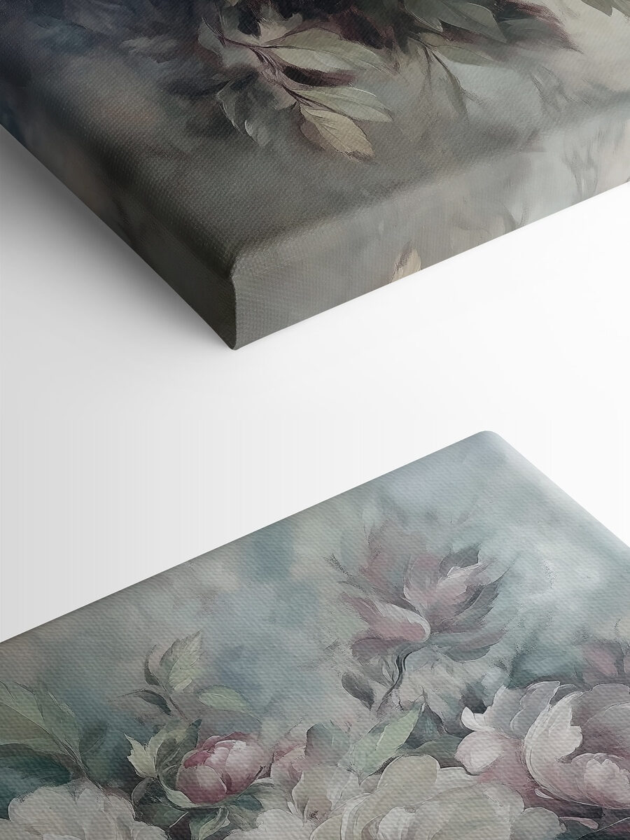 Schilderij van bloemen op een blauwe achtergrond Schilderij van bloemen op een blauwe achtergrond
