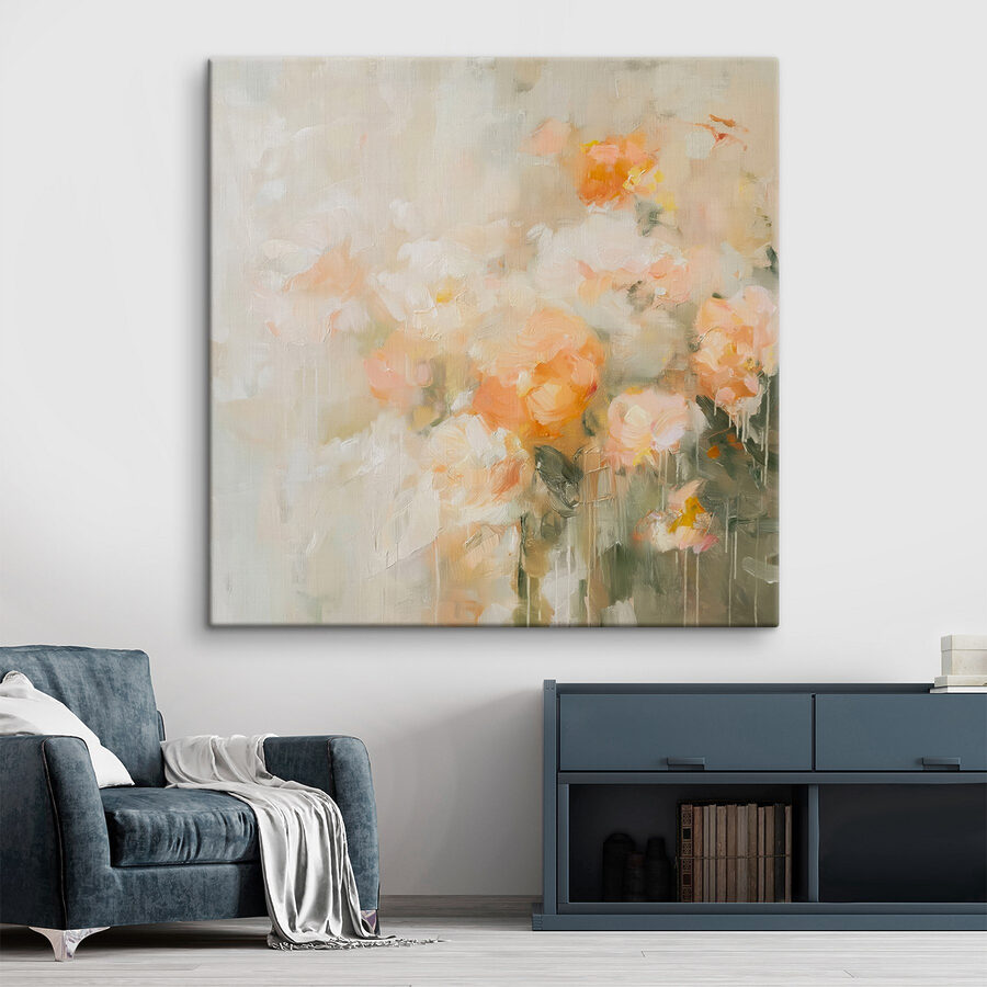 Schilderij van bloemen op een wit oppervlak