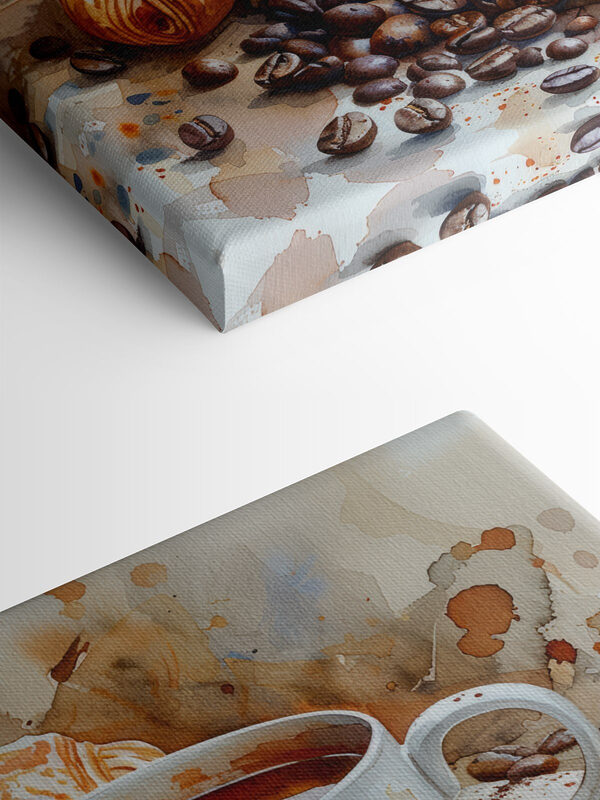Canvas prints Watercolor of a cup of coffee and a croissant Canvas prints Watercolor of a cup of coffee and a croissant