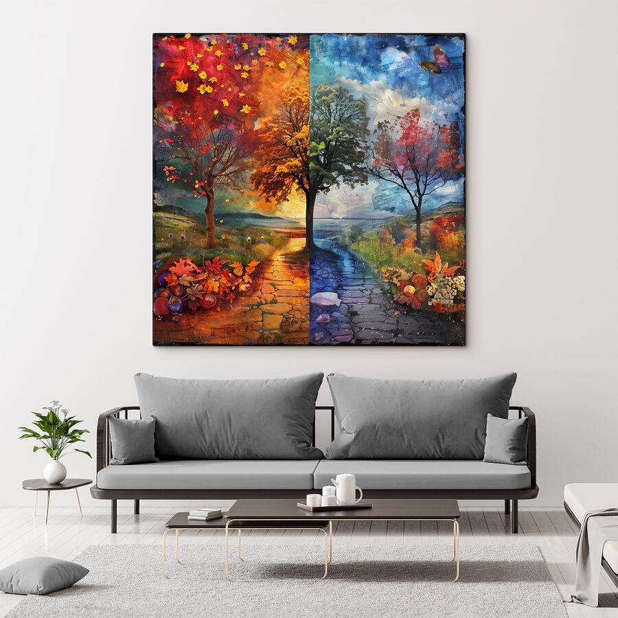 Schilderij van een boom en een pad