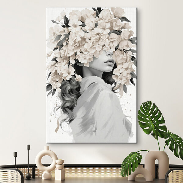 Vrouw met bloemen op haar hoofd Vrouw met bloemen op haar hoofd
