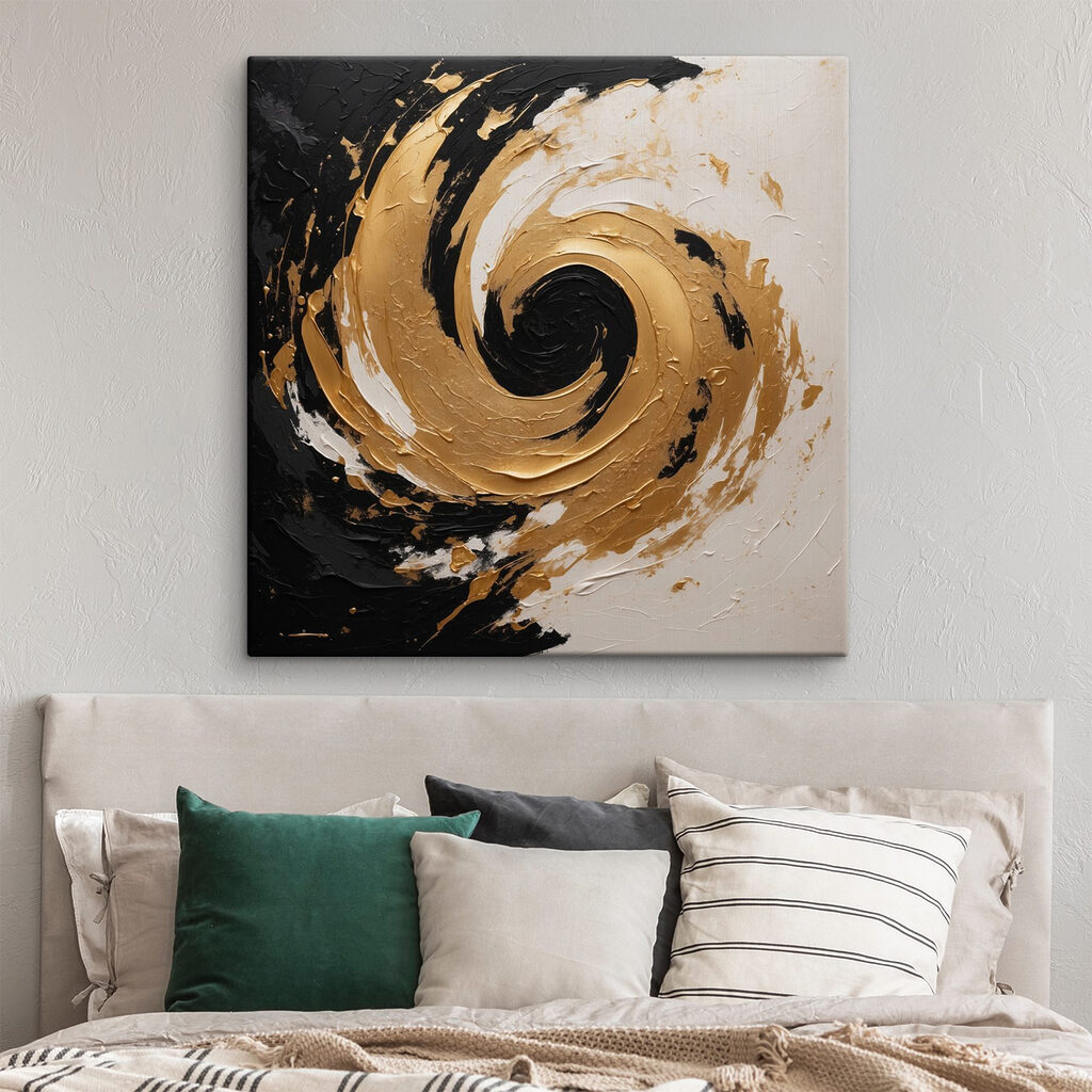 Swirling abyss in black and cream