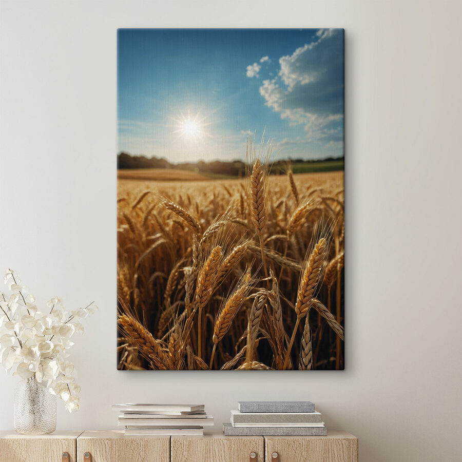 Tarweveld met de zon op de achtergrond