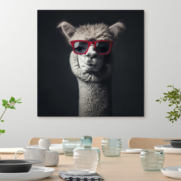 Lama met rode zonnebril Lama met rode zonnebril