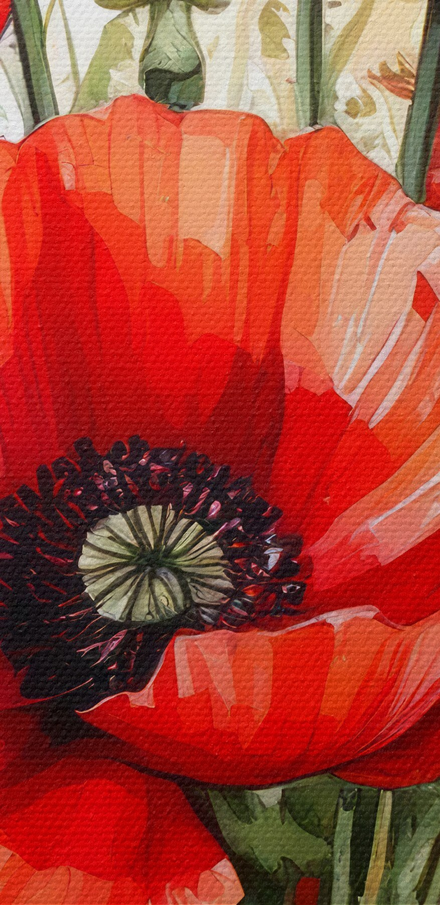 Schilderij van rode bloemen